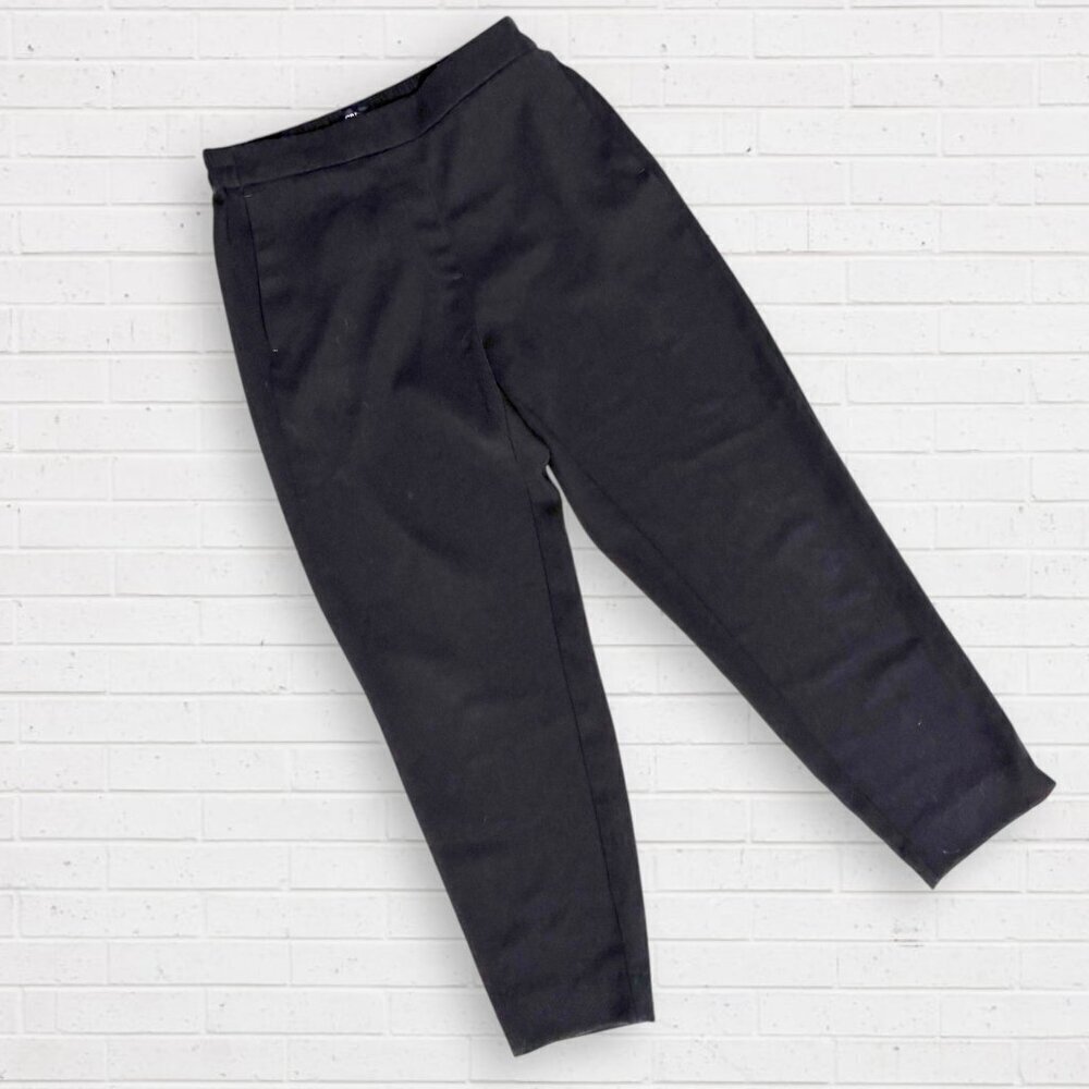 J CREW Jamie High Waist Flat Front Elastic Back Ankle Length Black Pants  6